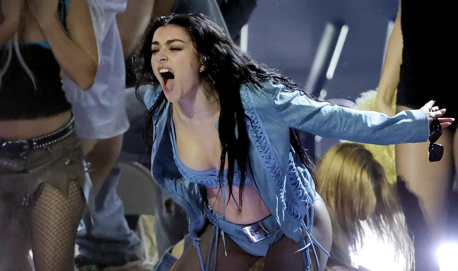 Charli xcx performs at the 2025 Grammy Awards. Archival photograph used by the original cancellation report; not the cancelled Glendale concert.