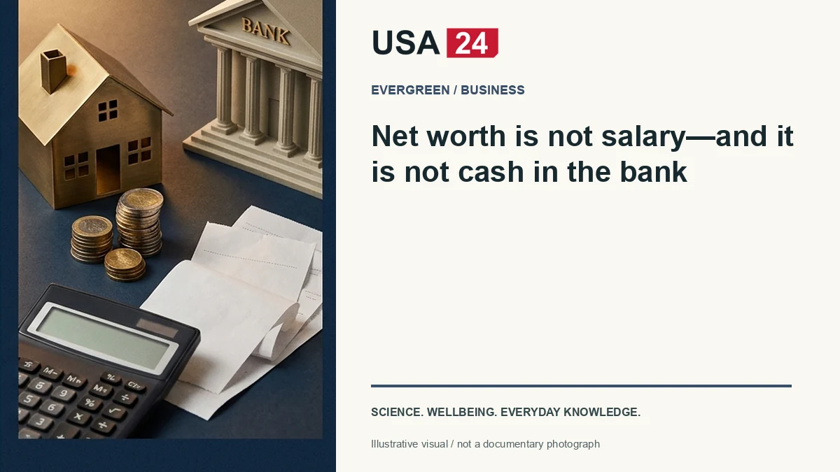Net worth is not salary—and it is not cash in the bank — conceptual illustration