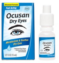 Authentic Ocusan Dry Eyes packaging shown for comparison by the FDA.