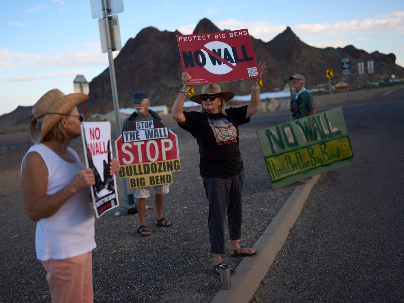 Pamela Priddy and other protesters in Study Butte, Texas, September 26, 2026. File photograph published with the source report.